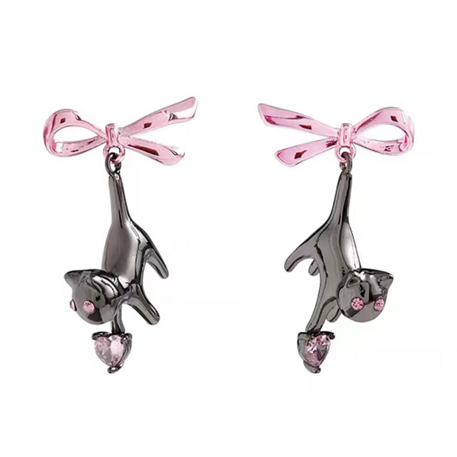 Boogzel Apparel Kitten & Bow Earrings
