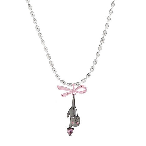 Boogzel Apparel Kitten & Bow Necklace