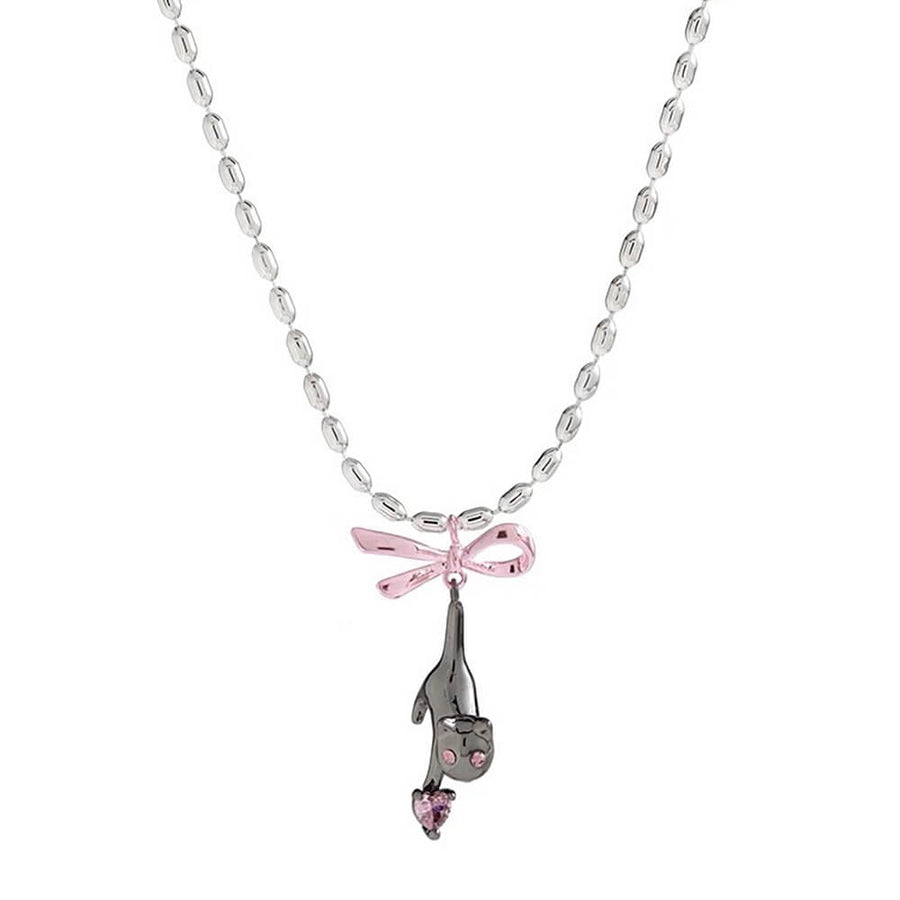Boogzel Apparel Kitten & Bow Necklace