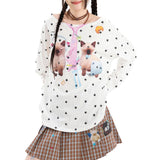 Boogzel Apparel Kitten Print Star Long Sleeve Top, view 4