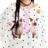 Boogzel Apparel Kitten Print Star Long Sleeve Top, view 6