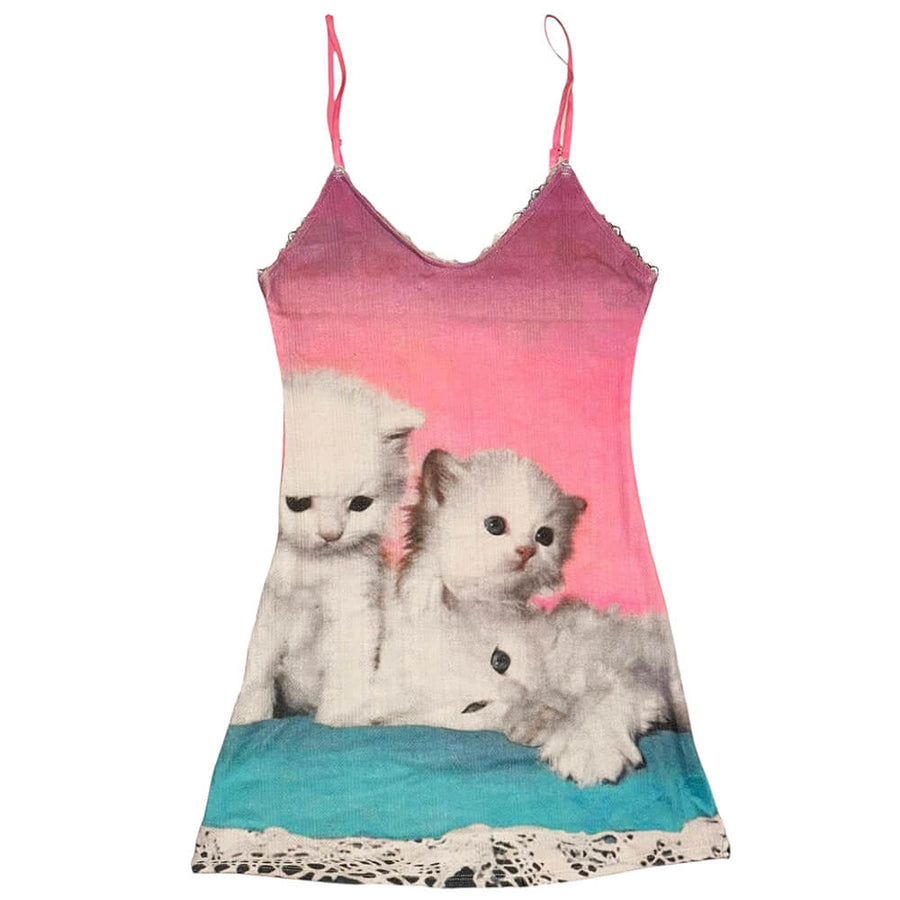 Boogzel Apparel Kitten Print Y2K Mini Dress