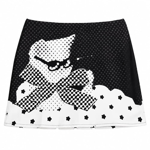 Boogzel Apparel Kitty Bow Graphic Mini Skirt