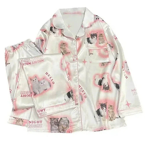 Boogzel Apparel Kitty Satin Pajama Set