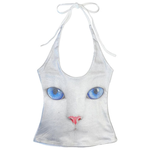 Boogzel Apparel Kitty with Blue Eyes Halter Top