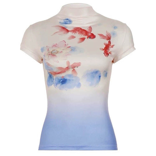 Boogzel Apparel Koi Fish Print Turtleneck Top