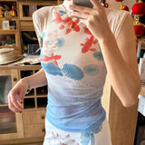 Boogzel Apparel Koi Fish Print Turtleneck Top, view 6
