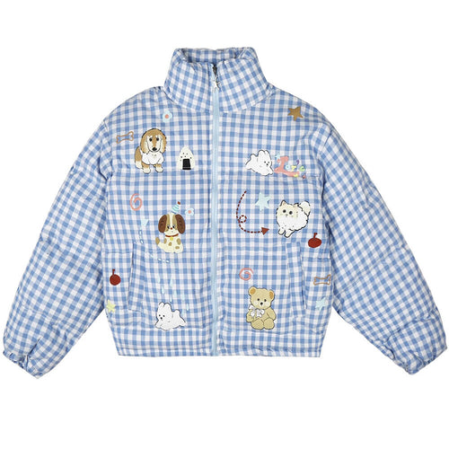Boogzel Apparel Korean Aesthetic Checker Puffer Jacket