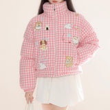 Boogzel Apparel Korean Aesthetic Checker Puffer Jacket, view 3