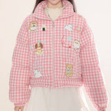 Boogzel Apparel Korean Aesthetic Checker Puffer Jacket, view 4