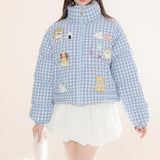 Boogzel Apparel Korean Aesthetic Checker Puffer Jacket, view 5