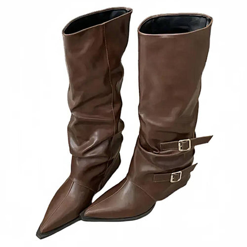 Boogzel Apparel Korean Style Slouch Buckle Boots