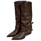 Boogzel Apparel Korean Style Slouch Buckle Boots, view 2