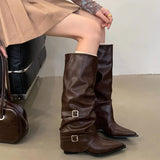 Boogzel Apparel Korean Style Slouch Buckle Boots, view 3