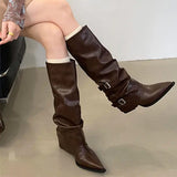Boogzel Apparel Korean Style Slouch Buckle Boots, view 6