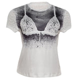 Boogzel Apparel Lace Bra Print T-Shirt, view 2