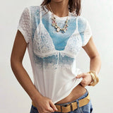 Boogzel Apparel Lace Bra Print T-Shirt, view 3