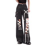 Boogzel Apparel Lace Detail Wide-Leg Jeans, view 3