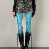 Boogzel Apparel Lace Pattern Tights in Blue, view 3