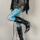 Boogzel Apparel Lace Pattern Tights in Blue, view 4