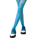 Boogzel Apparel Lace Pattern Tights in Blue, view 5