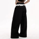 Boogzel Apparel Lace Trim Waist Wide-Leg Trousers, view 4