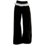 Boogzel Apparel Lace Trim Waist Wide-Leg Trousers, view 5