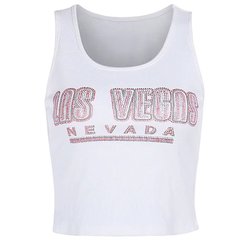 Boogzel Apparel Las Vegas Rhinestone Ribbed Tank