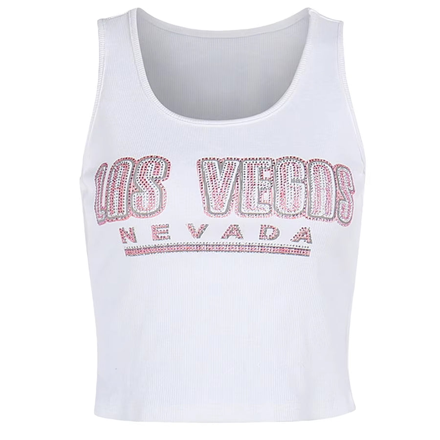 Boogzel Apparel Las Vegas Rhinestone Ribbed Tank