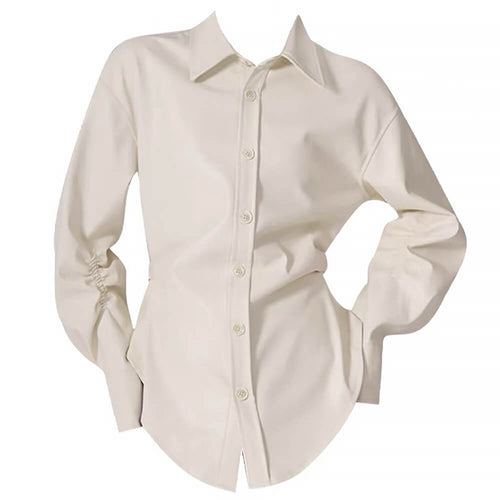 Boogzel Apparel Latte Cream Vegan Leather Shirt