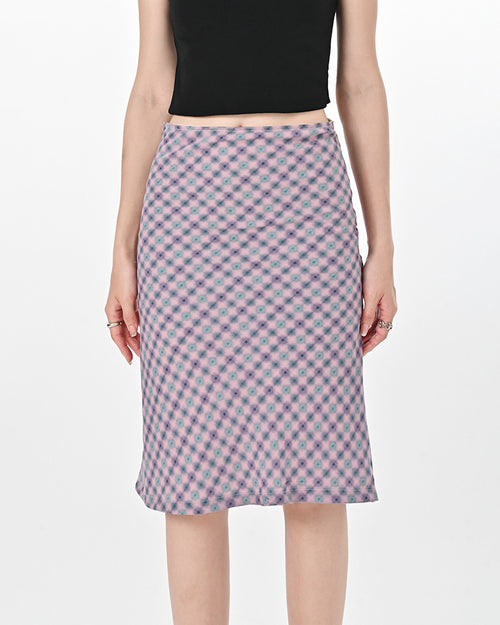 Boogzel Apparel Lavender Plaid Midi Skirt