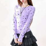 Boogzel Apparel Lavender Star Print Henley Top, view 2