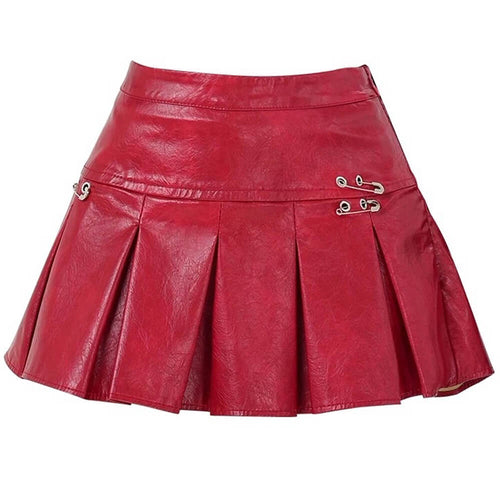 Boogzel Apparel Leather Mini Skirt with Safety Pins