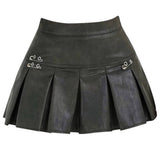Boogzel Apparel Leather Mini Skirt with Safety Pins, view 2