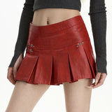 Boogzel Apparel Leather Mini Skirt with Safety Pins, view 3