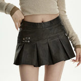 Boogzel Apparel Leather Mini Skirt with Safety Pins, view 4