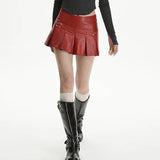 Boogzel Apparel Leather Mini Skirt with Safety Pins, view 6
