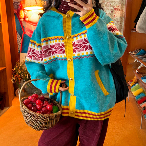Boogzel Apparel Lemon Chalet Pattern Cardigan