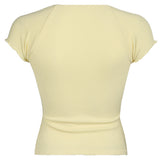Boogzel Apparel Lemon Sorbet Ribbed Lace Top, view 3