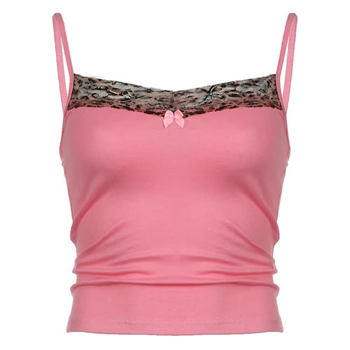 Boogzel Apparel Leopard Trim Pink Y2K Tank Top