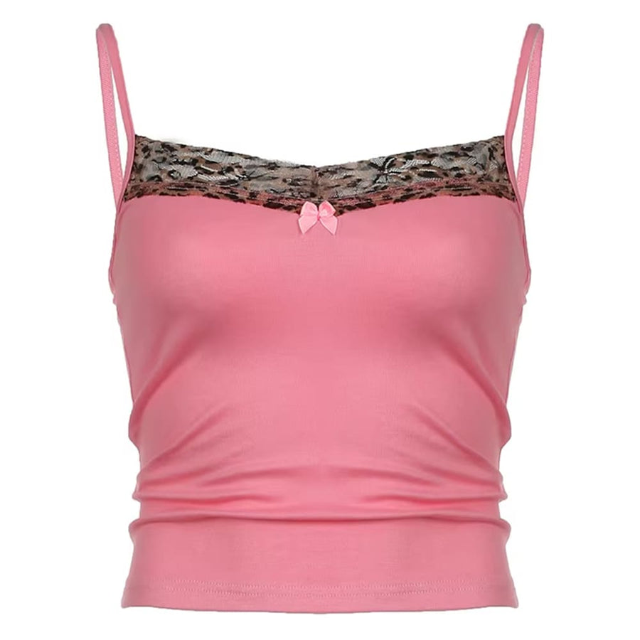 Boogzel Apparel Leopard Trim Pink Y2K Tank Top
