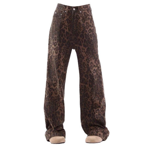 Boogzel Apparel Leopard Wide Leg Jeans
