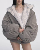 Boogzel Apparel Less Conversation Reversible Fur Jacket, view 2