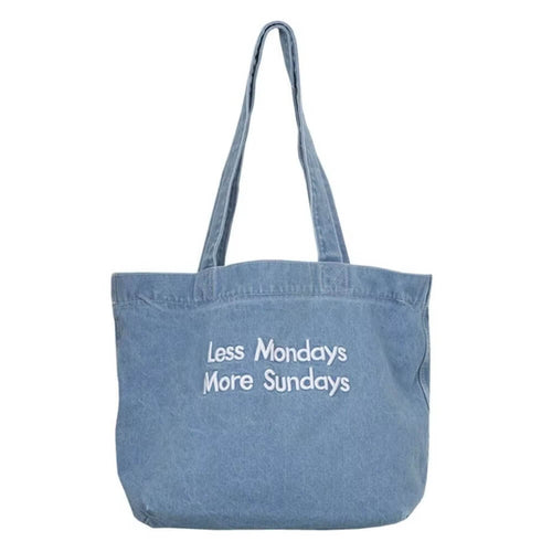 Boogzel Apparel Less Mondays More Sundays Denim Bag