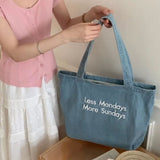 Boogzel Apparel Less Mondays More Sundays Denim Bag, view 4