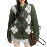 Boogzel Apparel Library Crush Argyle Button Up Cardigan, view 5