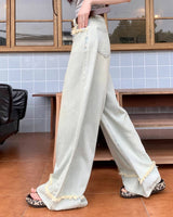 Boogzel Apparel Light Blue Frayed Wide-Leg Jeans, view 5