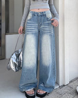 Boogzel Apparel Light Blue Washed Wide-Leg Jeans, view 2