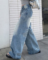 Boogzel Apparel Light Blue Washed Wide-Leg Jeans, view 4