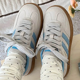 Boogzel Apparel Light Grey & Blue Stripe Sneakers, view 5